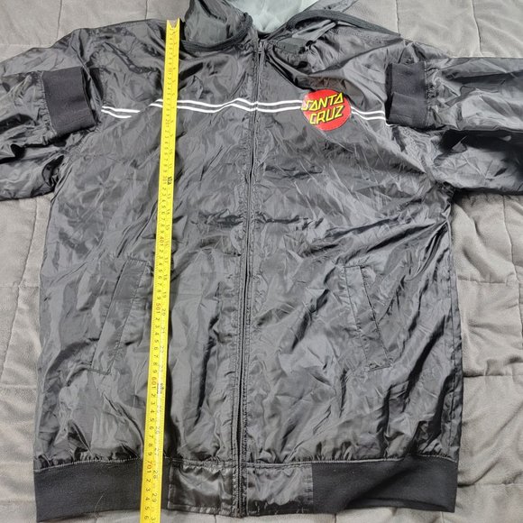 Santa Cruz Skateboarding Dot Mens XL Black Hooded Windbreaker Jacket Long Sleeve - Picture 9 of 10
